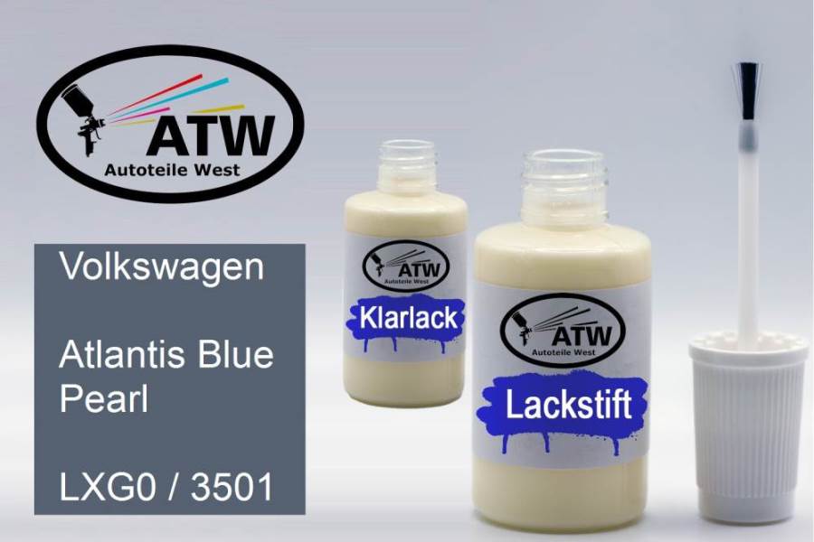 Volkswagen, Atlantis Blue Pearl, LXG0 / 3501: 20ml Lackstift + 20ml Klarlack - Set, von ATW Autoteile West.